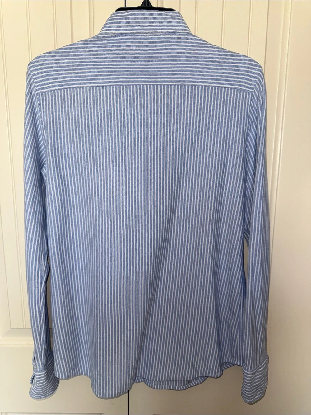 Ralph Lauren Kids Blue White Striped Knit Oxford Button Down Shirt Large L G